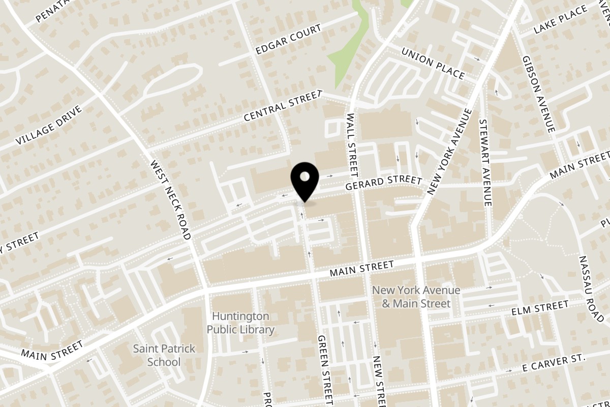 Map showing the location of Vauxhall on 26 Clinton Ave in Huntington